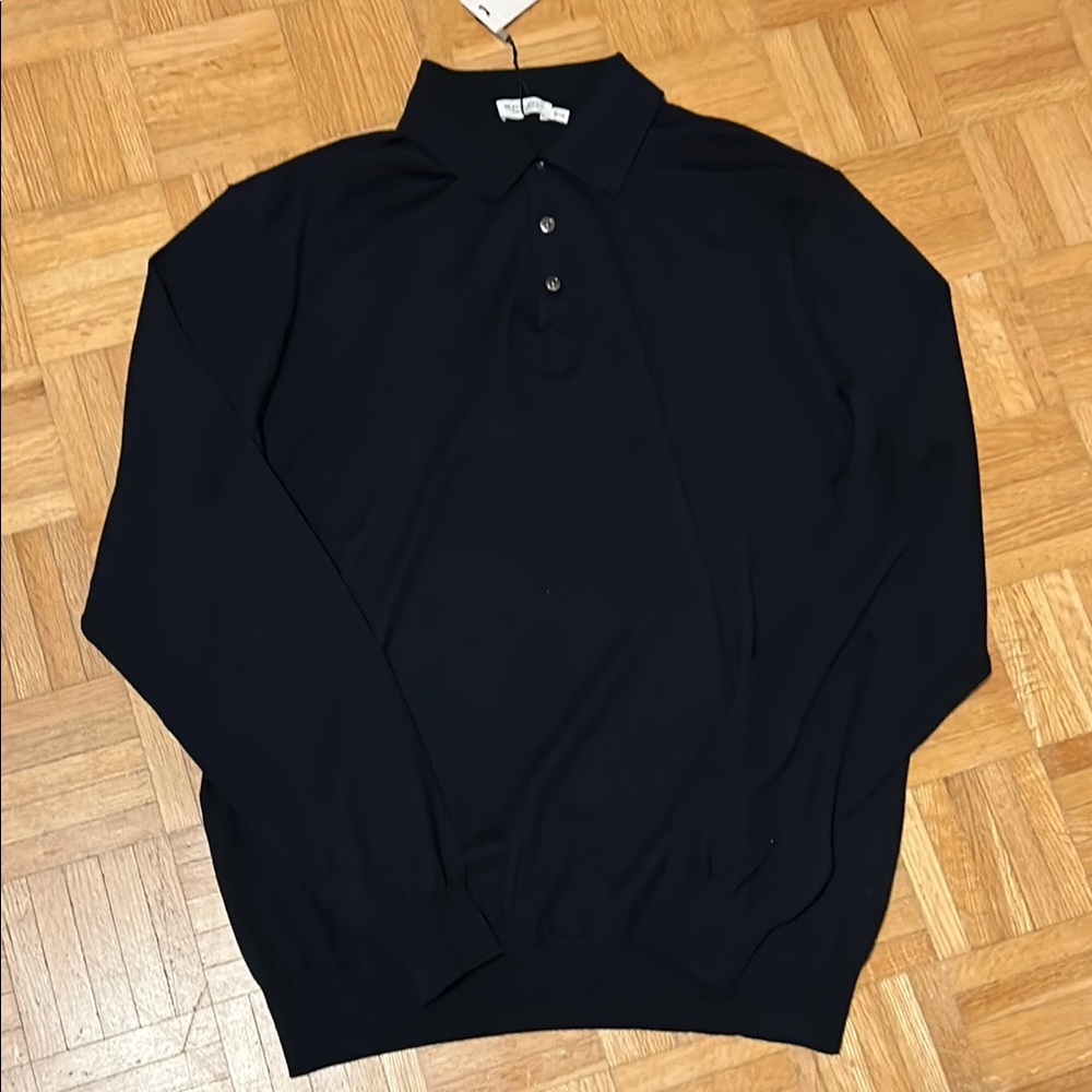 Suitsupply. Navy Long Sleeve Polo Shirt